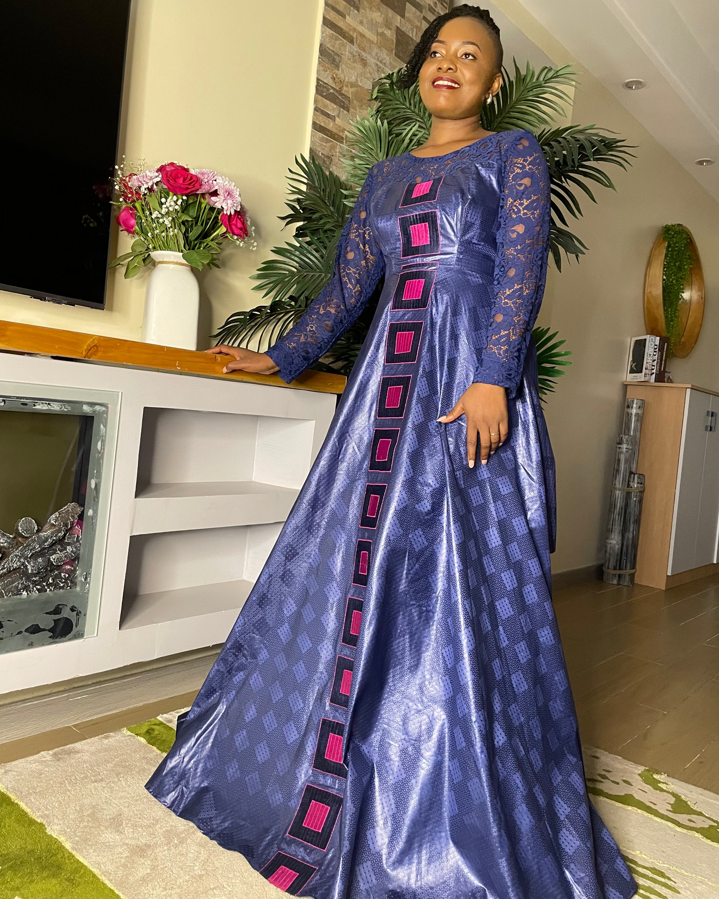 Robe africaine en bazin brodé – Élégance moderne