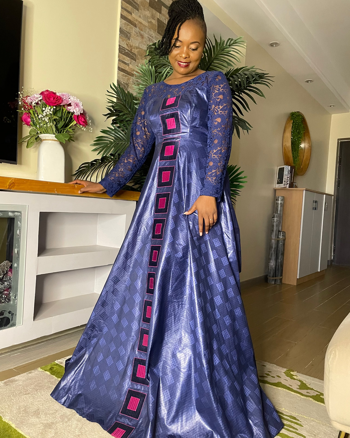 Robe africaine en bazin brodé – Élégance moderne